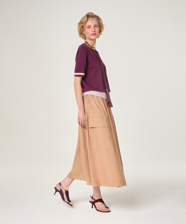 Rodier Pull Manches Courtes En Coton Violet De Vin