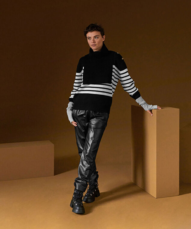 Rodier Pull Marinière En Cachemire Noir