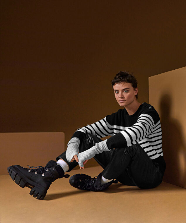 Rodier Pull Marinière En Cachemire Noir