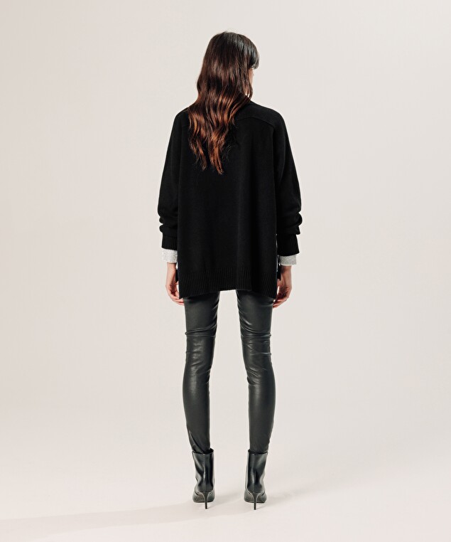 Rodier Pull Oversize Col V En Cachemire Noir