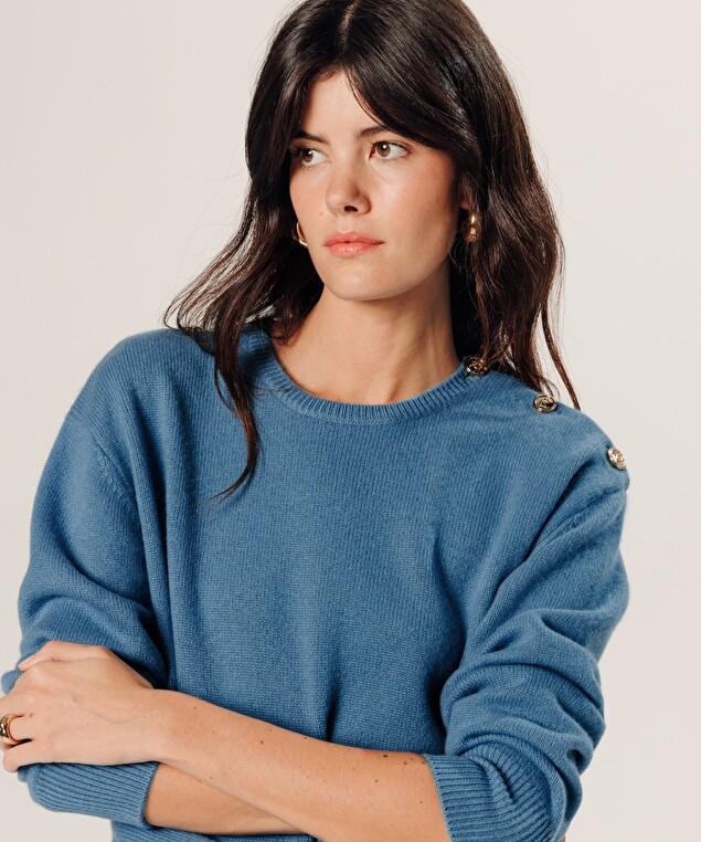 Rodier Pull Oversize En Cachemire Bleu Azur