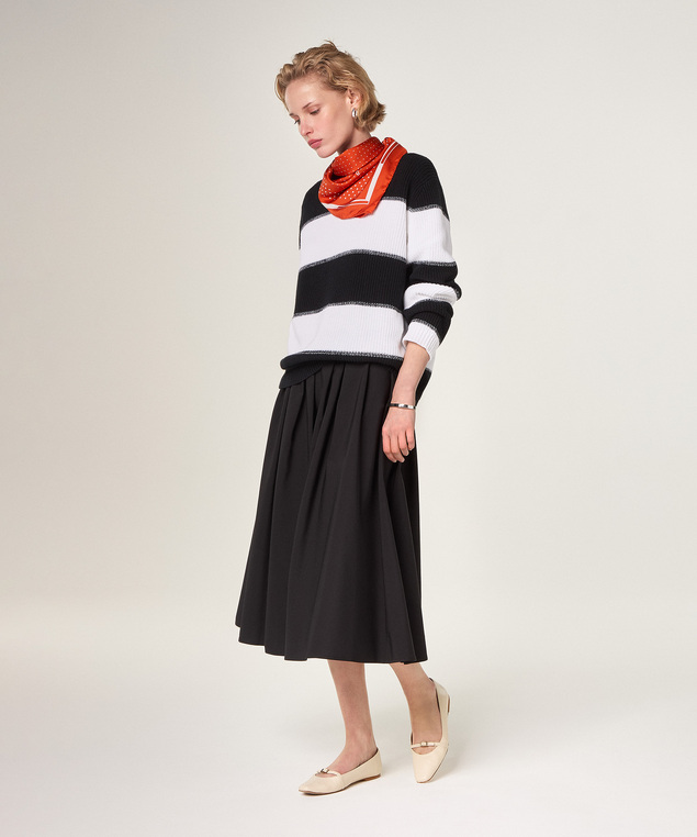 Rodier Pull Rayé En Coton Blanc/noir