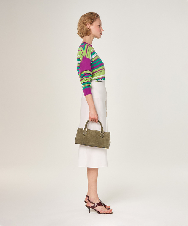 Rodier Pull Rayé En Coton Et Soie Fuchsia