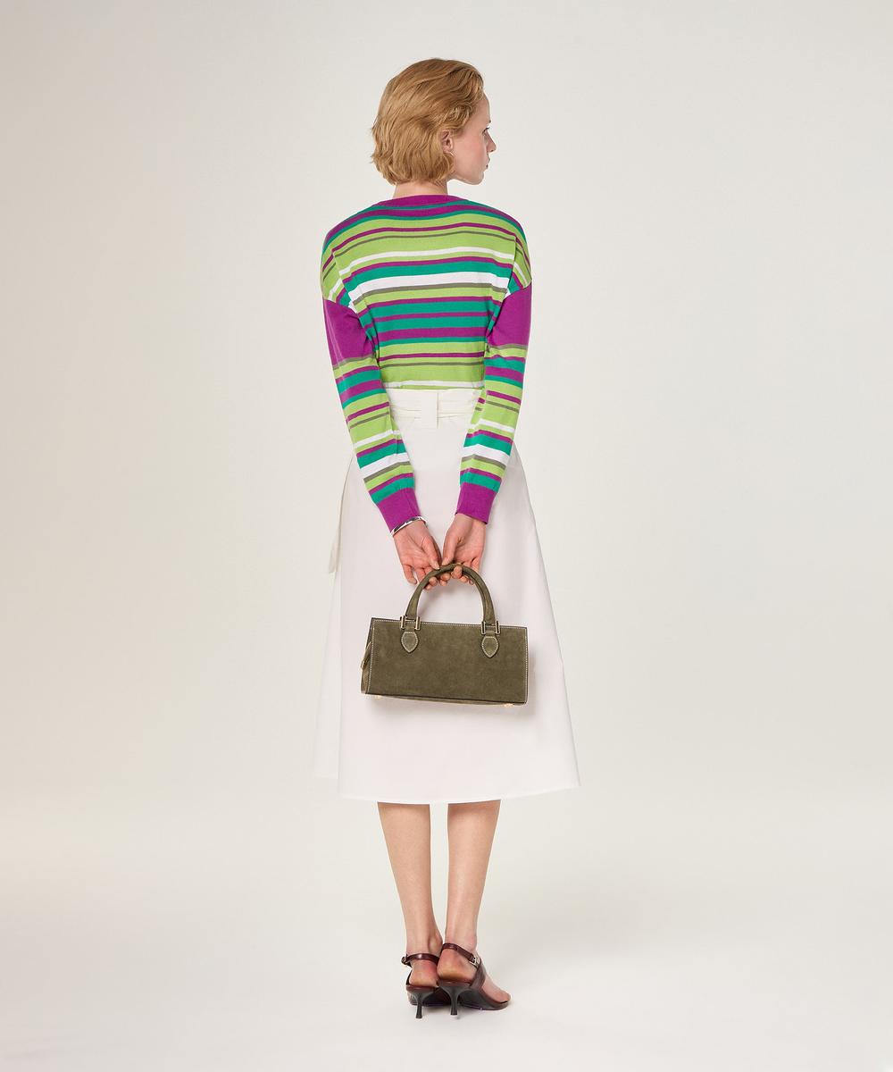 rodier Pull rayé en coton et soie fuchsia