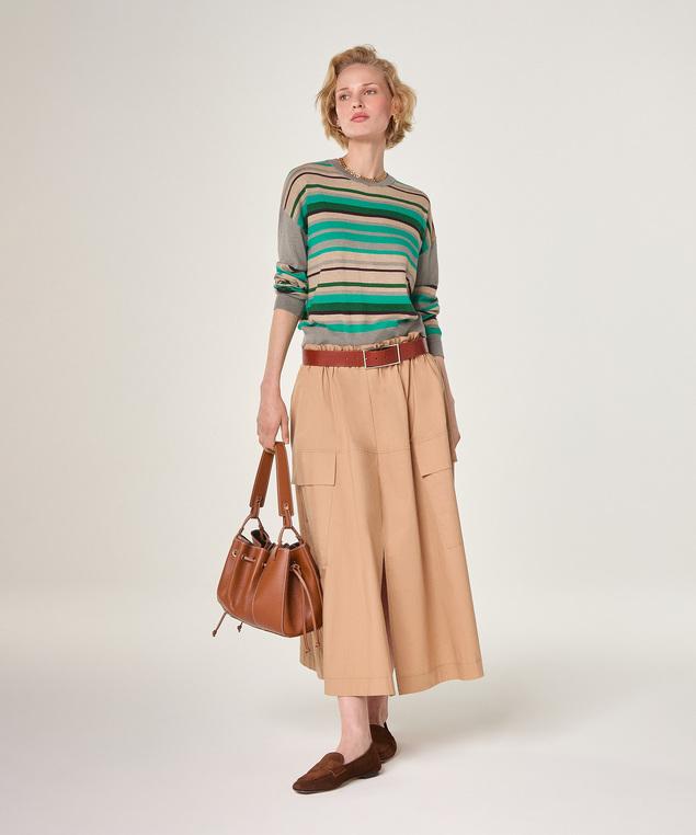 Rodier Pull Rayé En Coton Et Soie Gris Souris