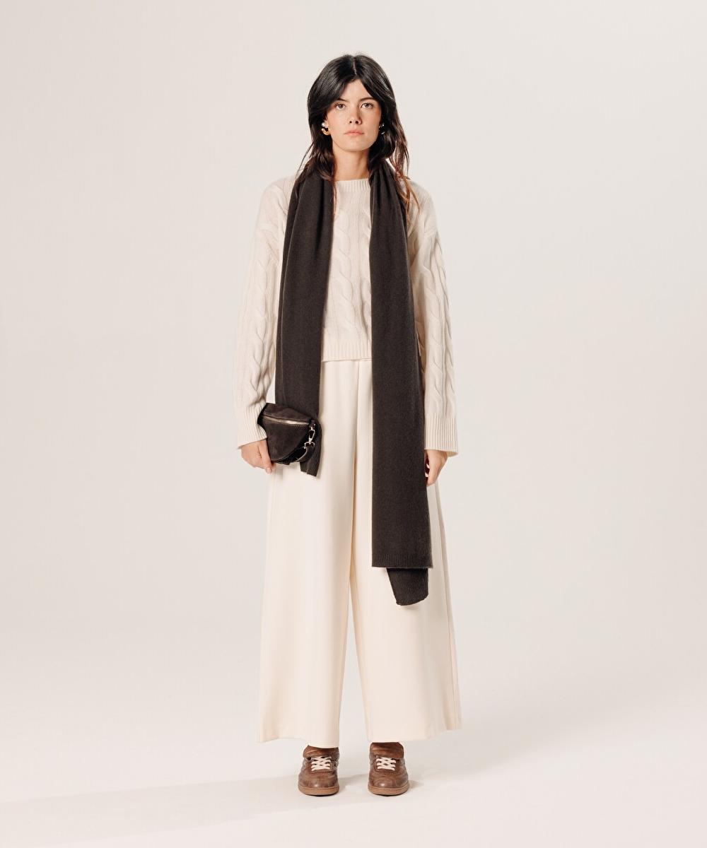 rodier Pull torsadé court en cachemire blanc écru