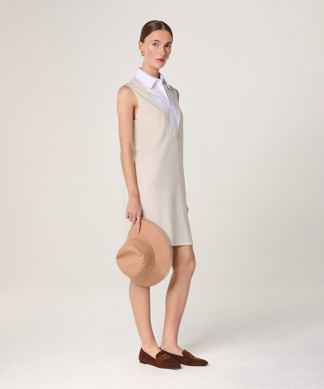 Rodier Robe Chemise Bi-matière Blanc écru