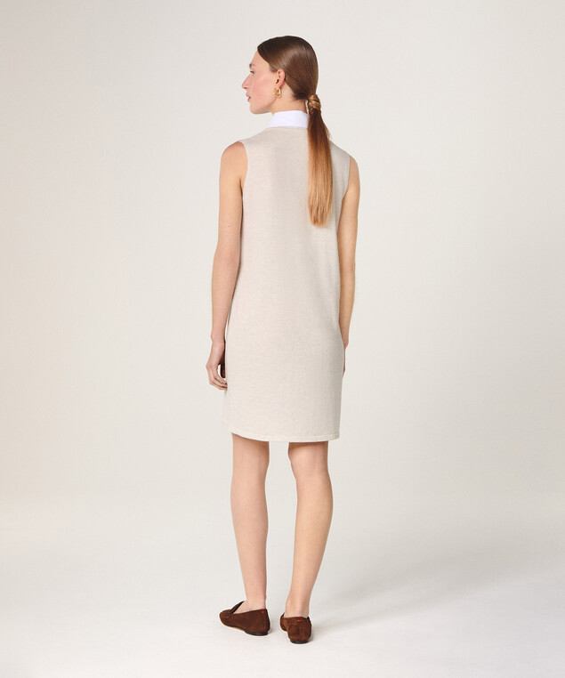Rodier Robe Chemise Bi-matière Blanc écru