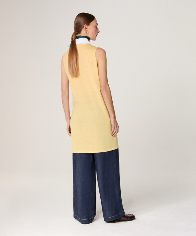 Rodier Robe Chemise Bi-matière Jaune