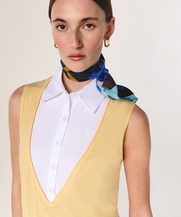 Rodier Robe Chemise Bi-matière Jaune