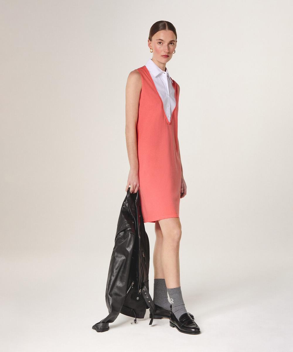 rodier Robe chemise bi-matière mandarine