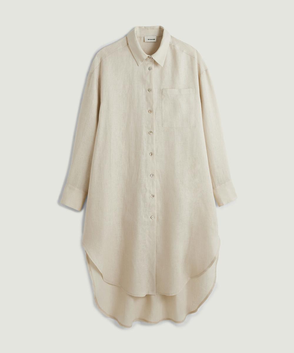 rodier Robe chemise en lin beige