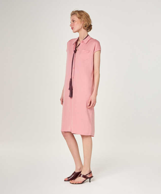 Rodier Robe Chemisier En Coton Bois De Rose