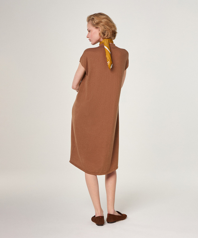 Rodier Robe Chemisier En Coton Marron Tabac