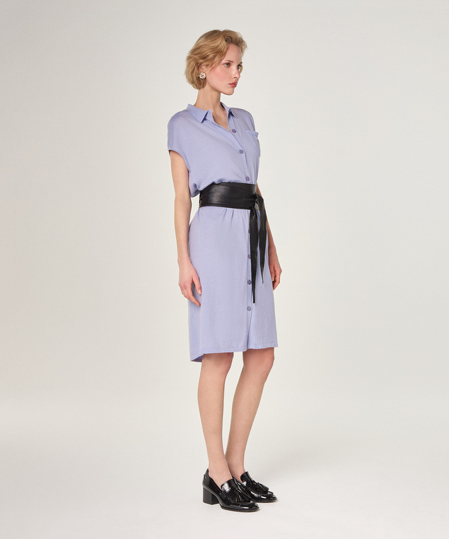 Rodier Robe Chemisier En Coton Violet Lilas