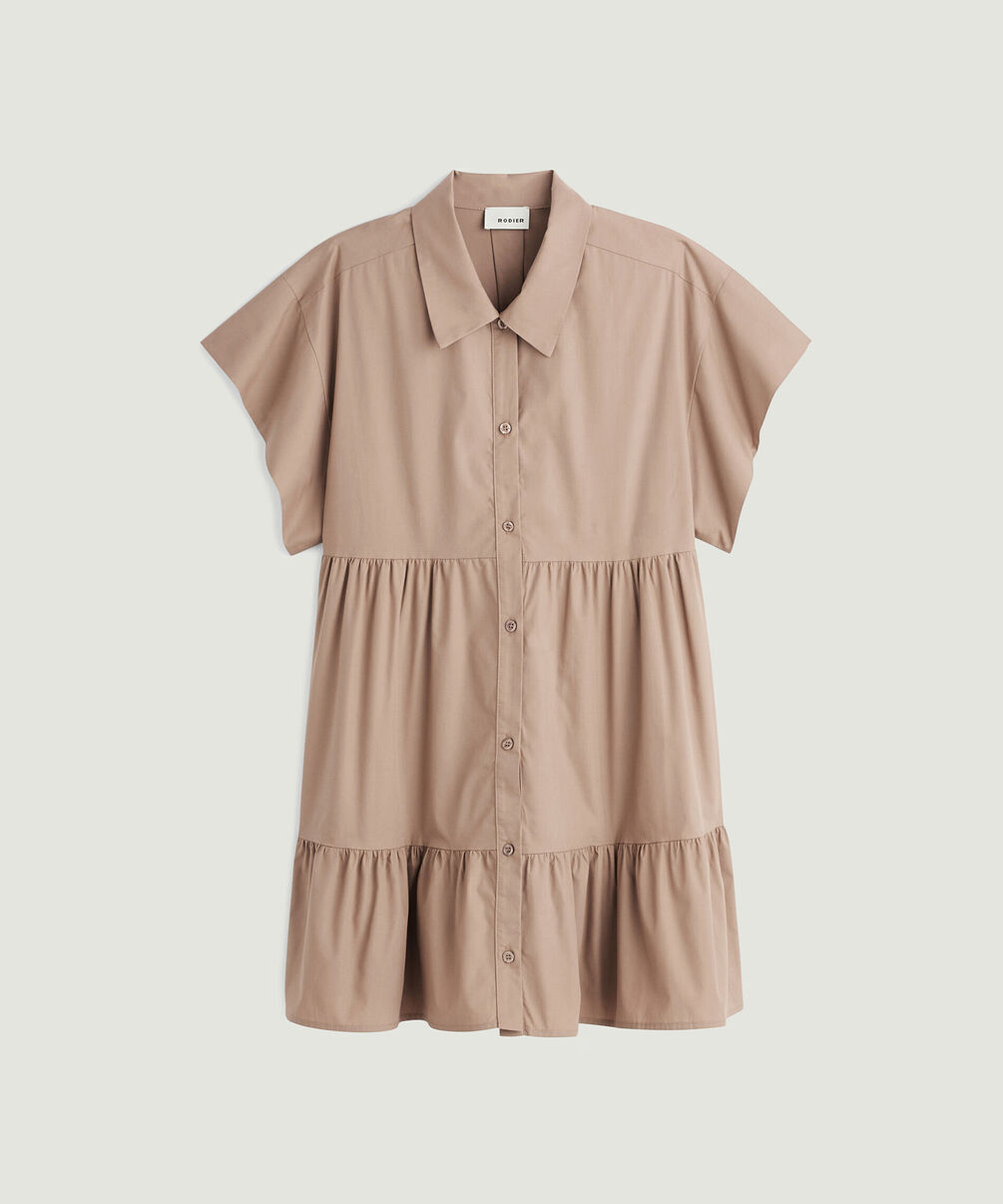 rodier Robe courte à volants beige