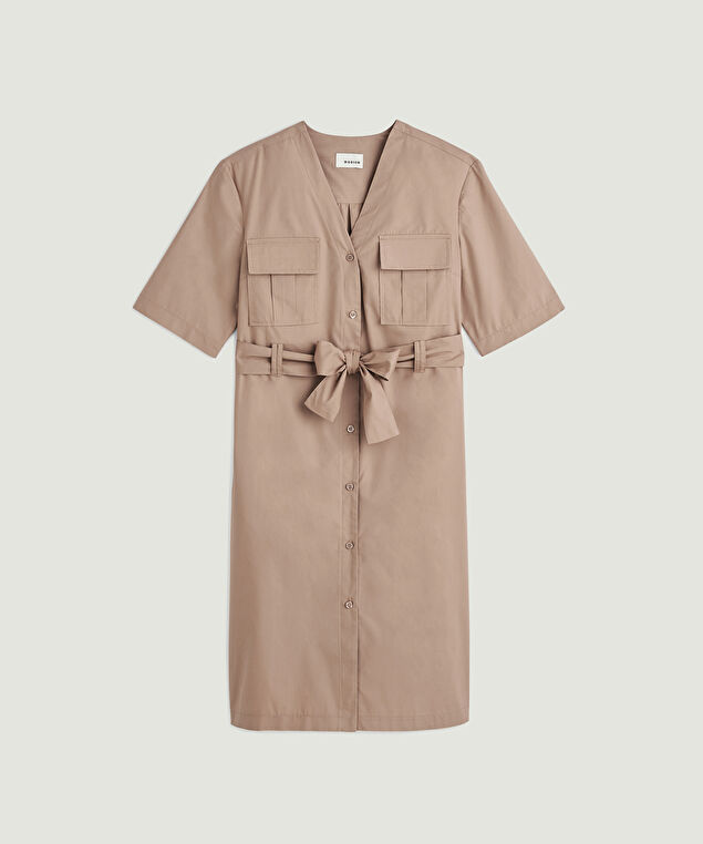 Rodier Robe Droite Saharienne Beige