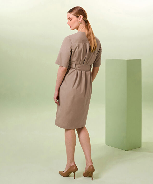 Rodier Robe Droite Saharienne Beige