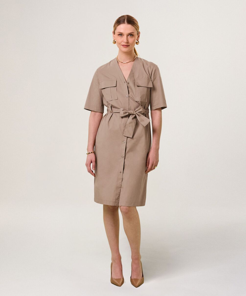 rodier Robe droite saharienne beige