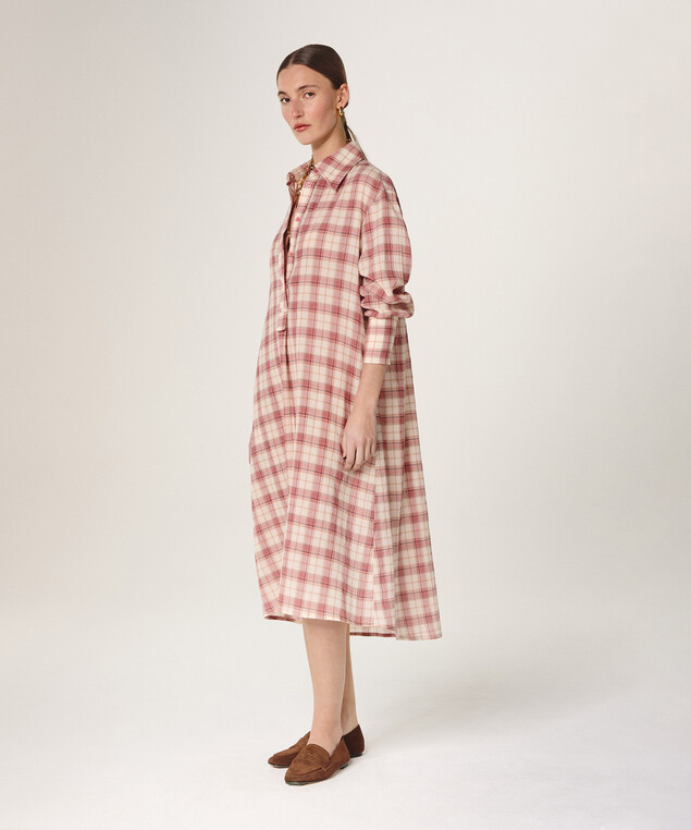 Rodier Robe Longue à Carreaux Rouge