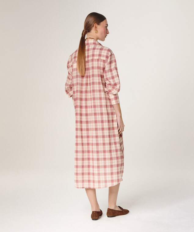 Rodier Robe Longue à Carreaux Rouge