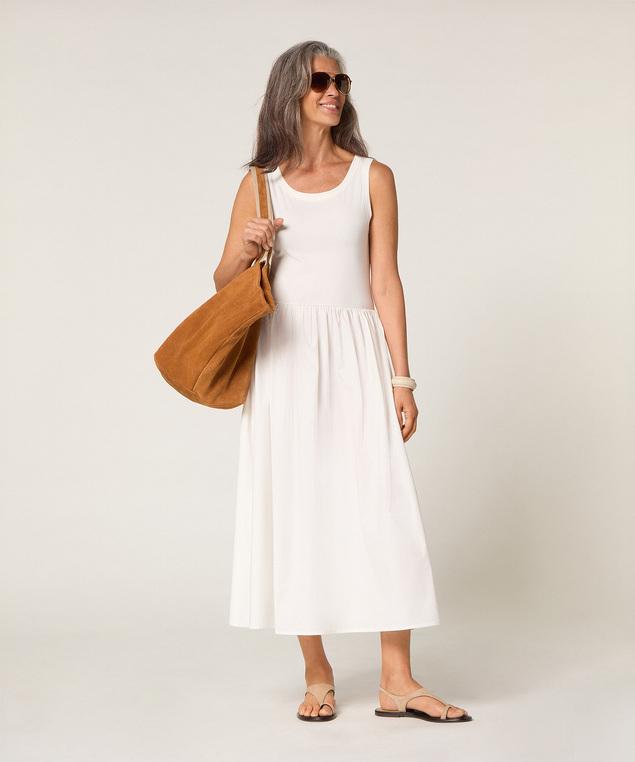 Rodier Robe Longue Bi-matière Blanc