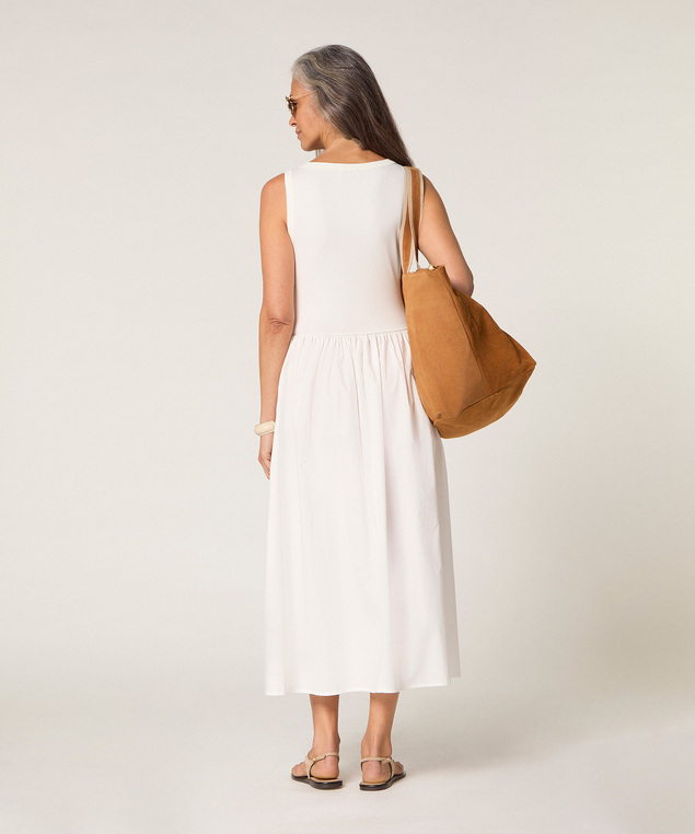 Rodier Robe Longue Bi-matière Blanc