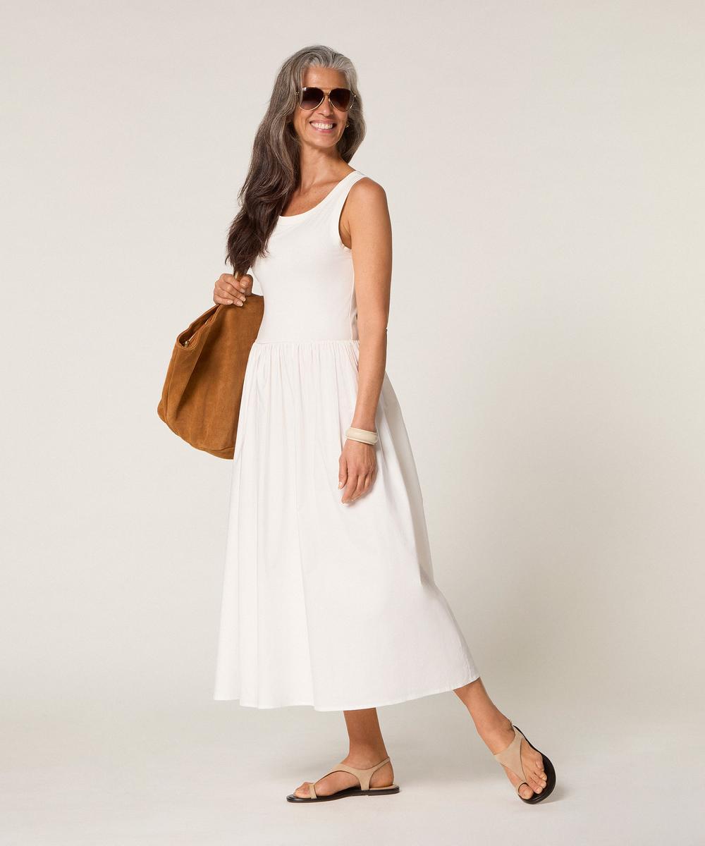 rodier Robe longue bi-matière blanc