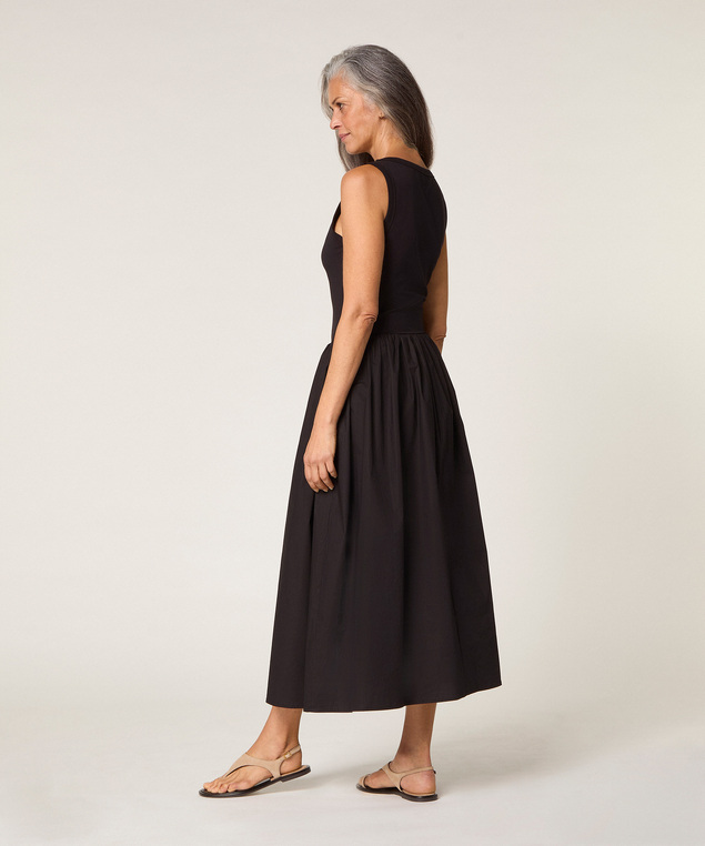 Rodier Robe Longue Bi-matière Noir