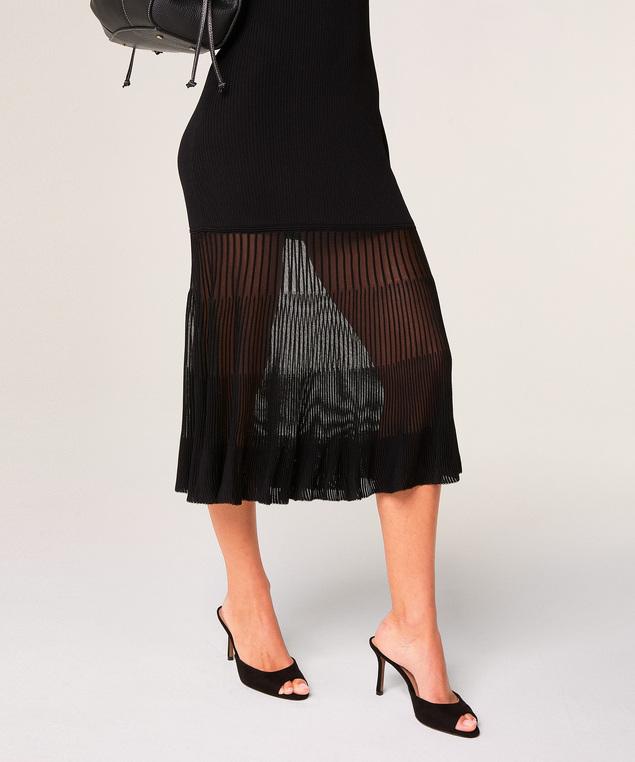 Rodier Robe Longue Bi-matière Noir