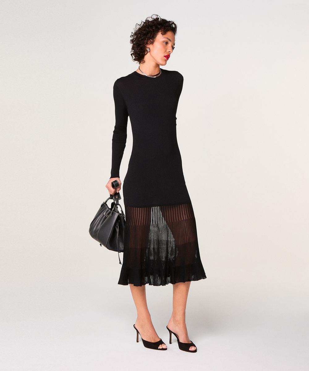 rodier Robe longue bi-matière noir