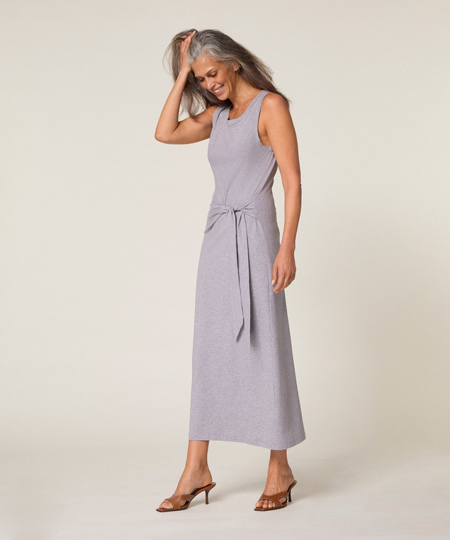 Rodier Robe Longue Débardeur Gris Chiné