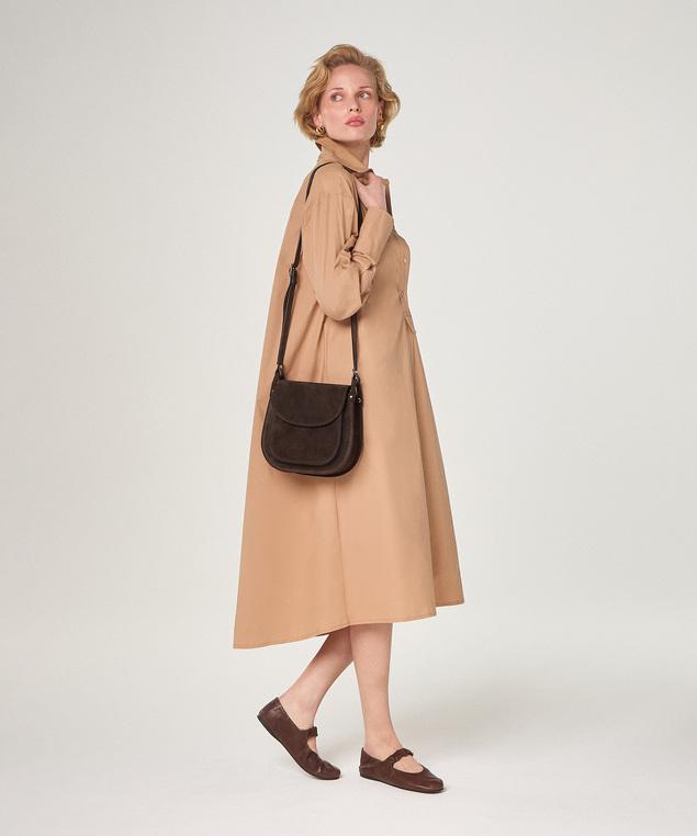 Rodier Robe Longue En Coton Marron Moka