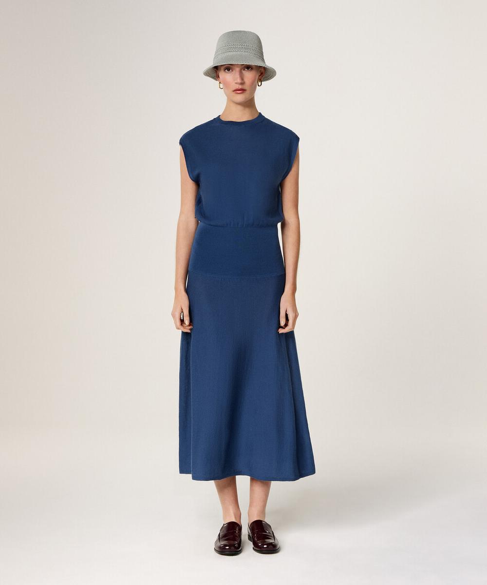 rodier Robe longue en maille bleu marine