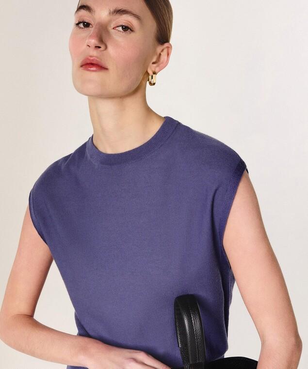 Rodier Robe Longue En Maille Violet Parme