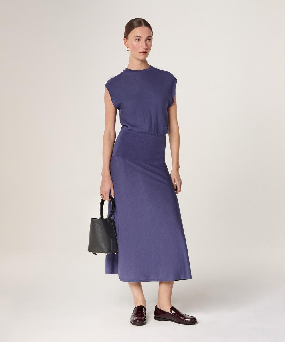rodier Robe longue en maille violet parme