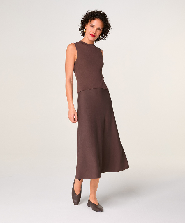 Rodier Robe Longue évasée Marron écorce