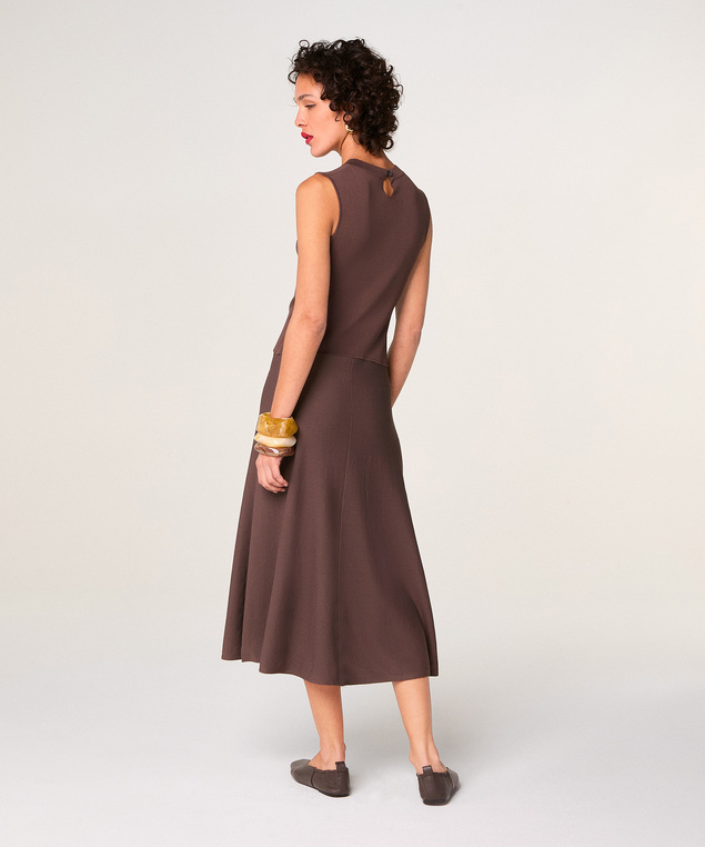 Rodier Robe Longue évasée Marron écorce