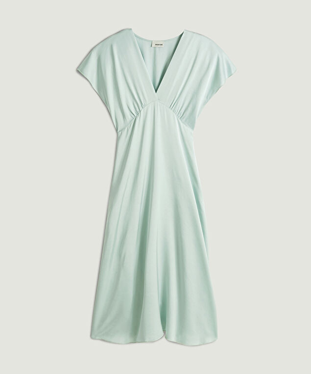 Rodier Robe Mi-mollet Fluide Vert D'eau