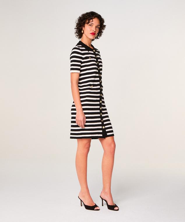 Rodier Robe Rayée En Maille Blanc/noir