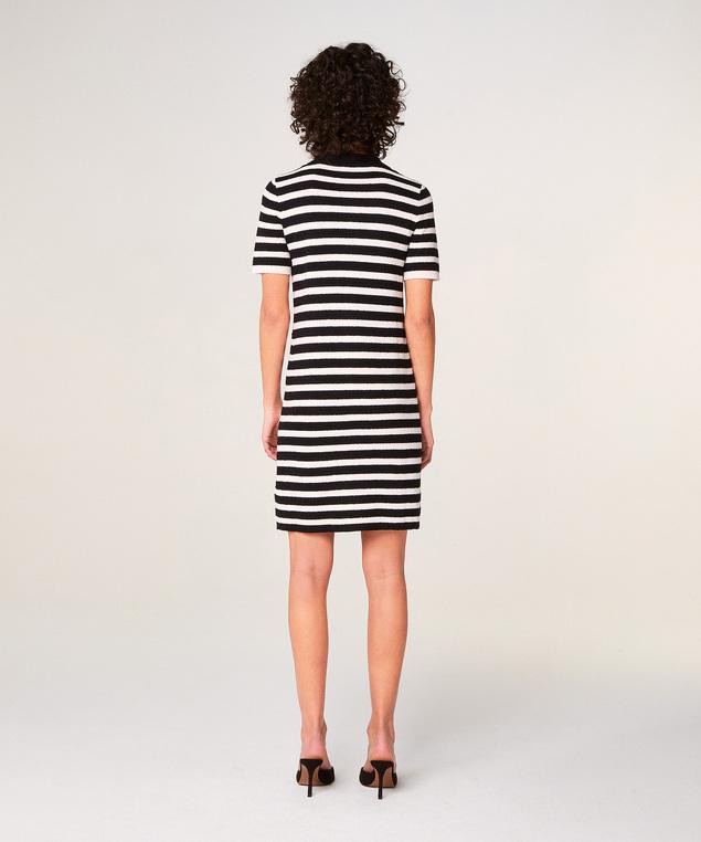 Rodier Robe Rayée En Maille Blanc/noir