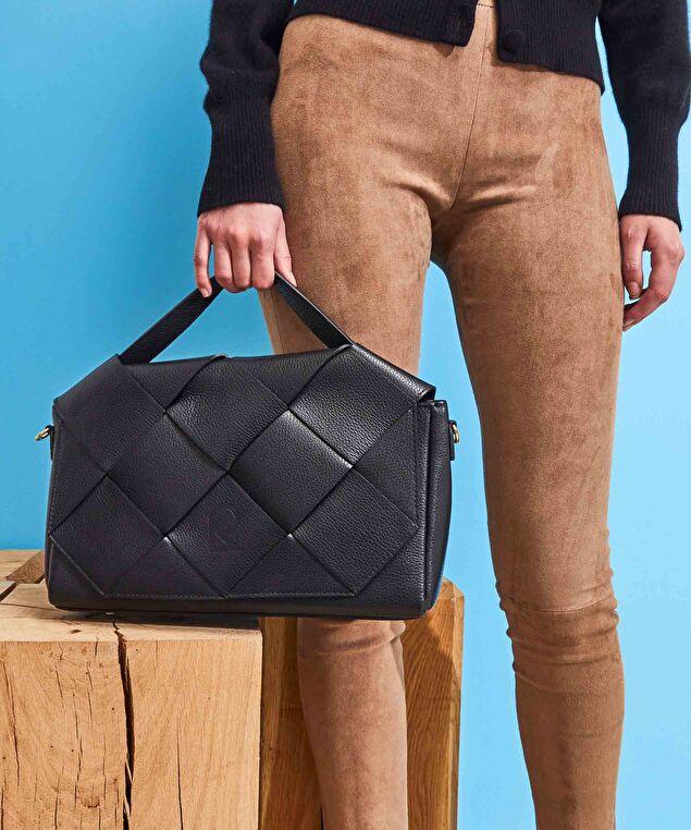 Rodier Sac ADELE Tressé En Cuir Véritable Noir