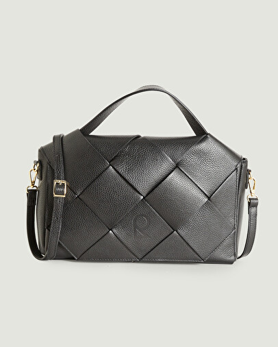 rodier Sac ADELE tressé en cuir véritable noir