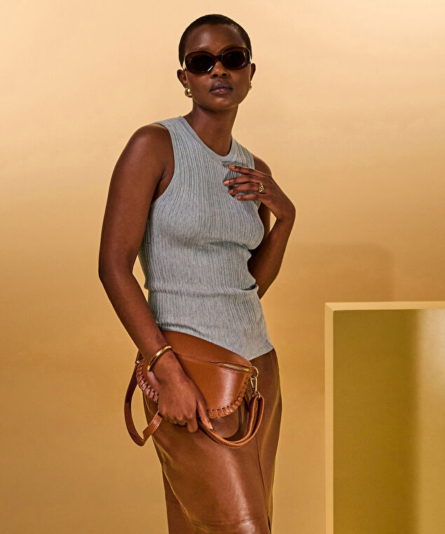 Rodier Sac Banane Lily En Cuir Marron Camel