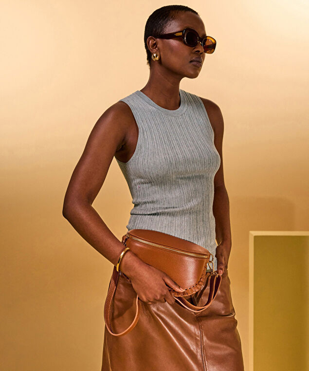 Rodier Sac Banane Lily En Cuir Marron Camel