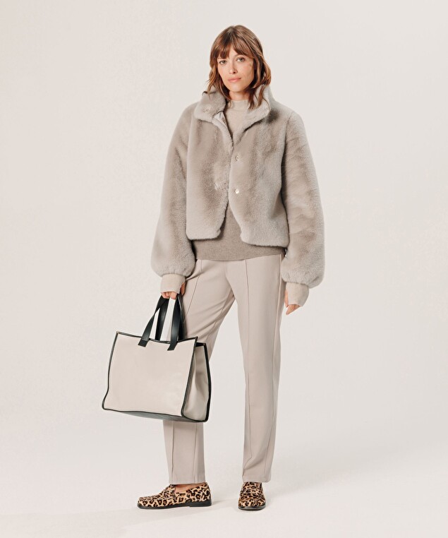 Rodier Sac Cabas Luna En Cuir Beige