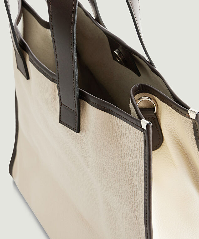 Rodier Sac Cabas Luna En Cuir Beige