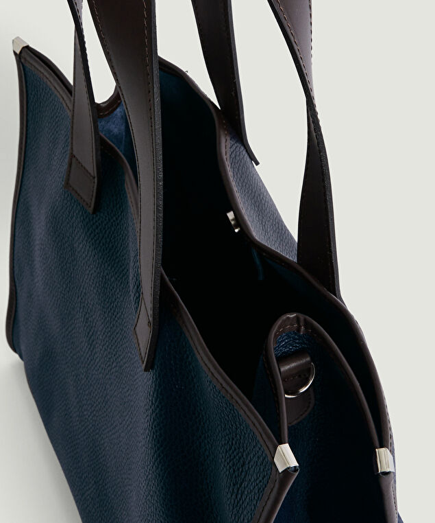 Rodier Sac Cabas Luna En Cuir Bleu Marine