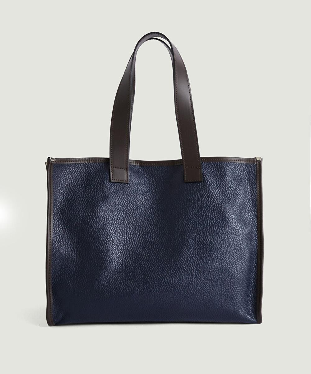rodier Sac cabas Luna en cuir bleu marine