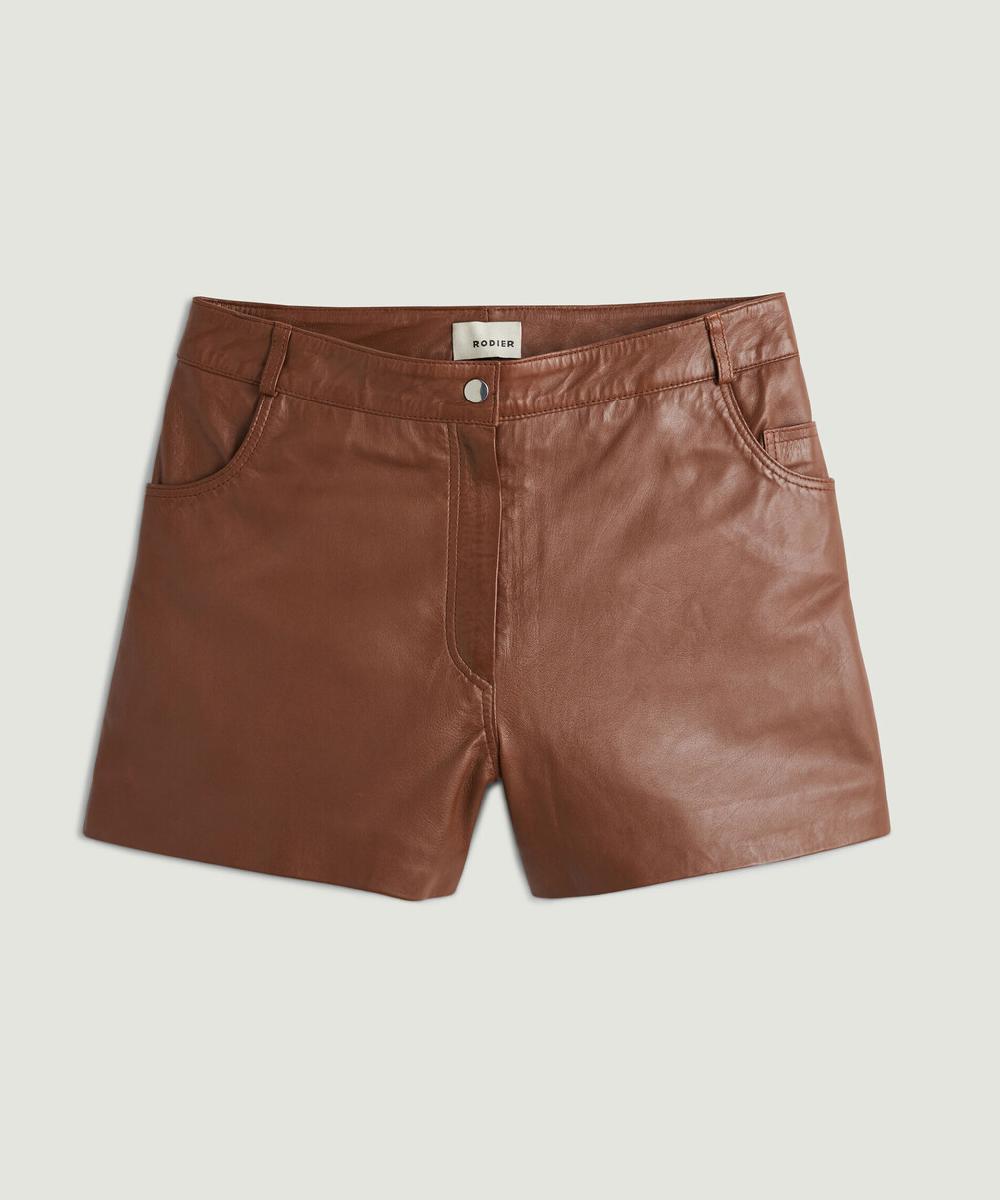 rodier Short en cuir marron
